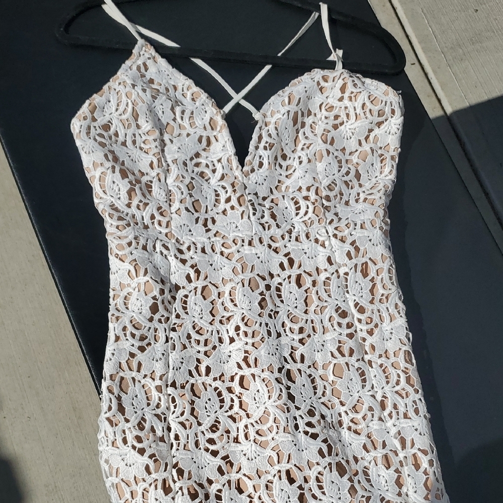 J.O.A. White Crochet Lace Backless Dress